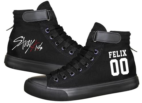 Satdflie KPOP Stray Kids Scarpe in Tela Sneakers Bang Chan Lee Conoscere ChangBin Han I.N Felix HyunJin Seungmin Hiphop High-Top Velcro Stampato Scarpe Unisex per Adulti, Colore/7, 37 Dimensioni