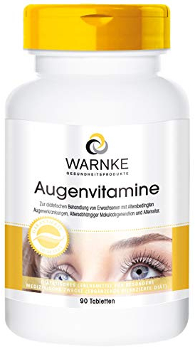 Augenvitamine - 90 Tabletten - Reichhaltiges Multivitamin Präparat - mit Lutein, Zeaxanthin, Folsäure, Selen, Vitamin A, B6 & B12 und Heidelbeere | Warnke Vitalstoffe - Deutsche Apothekenqualität