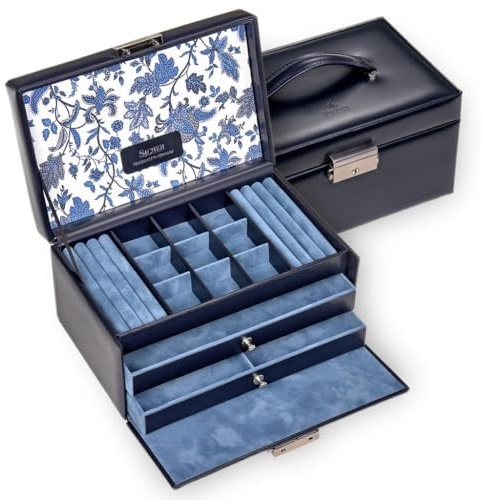SACHER Schmuckkasten Elly florage/navy (Leder)