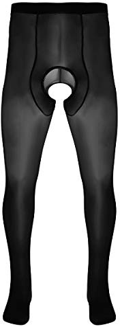 iEFiEL Herren Strumpfhose Ouvert Offen Schritt Legging Mesh Hose Männer Ouvert-Panties Stretch Tights Pants Unterwäsche Pantyhose (One Size, Schwarz)