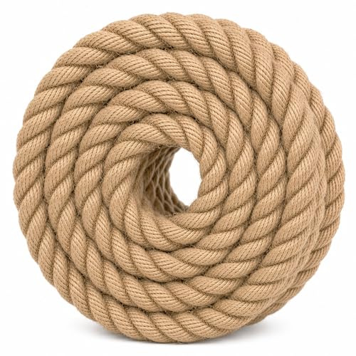 Vridet Manila rep juterep (3,8 cm x 3 m) naturligt tjockt hamparep för dockning, räcke, klättring, dekoration