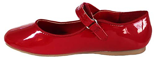 Topzilly Kids Girls Childrens Infant Red Patent Ballet Princess Pumps Mary Jane Bridesmaids Wedding Party Strap Shoes Size UK 4-12 (7 UK Child)