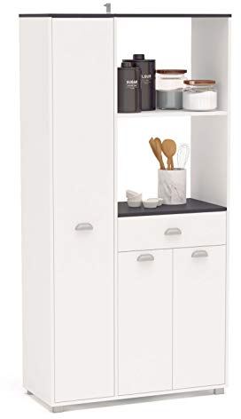SZ Suarez Asfeld Buffet Cocina en Color Blanco con 2 armarios y 1 Cajon para Ampliar el almacenaje 180x90x40 cm