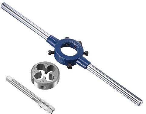 sourcing map 3/8-24 UNF Gewindeschneider Werkzeugsatz 30mm Rund Werkzeugschlüssel Hochgeschwindigkeitsstahl Gewindebohrer Rundwerkzeug