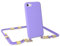 EAZY CASE - Handykette Silikon mit Clips 2 in 1 kompatibel mit iPhone SE (2022/2020) / iPhone 8/7 Handyhülle mit Umhängeband, Handykordel mit Silikon, Kette für Smartphone, Lila - Clips Gold