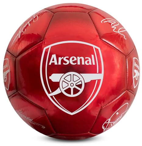 Hy-Pro Ballon de Football sous Licence Officielle Arsenal F.C. Classique Signature | Métallique, Taille 5, Gunners, Entraînement, Match, Marchandise, Collectible pour Enfants et Adultes, Rouge