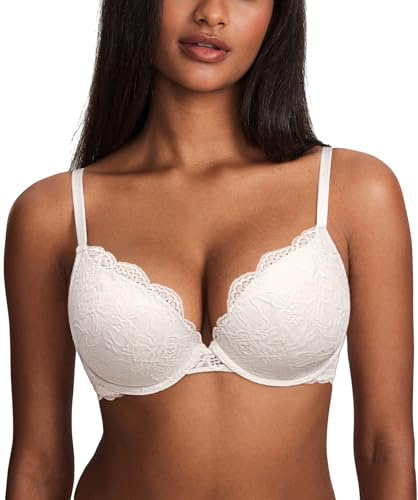 DOBREVA Women's Push Up Lace Bra | Sexy, Plunge, Padded, Underwire, Support, Lift Up
