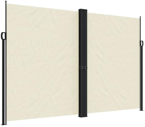 vidaXL Toldo Lateral Retráctil, Pantalla de Privacidad, Toldo Resistente al Agua Rayos UV, Toldo Lateral para Jardín Patio Balcón, Crema
