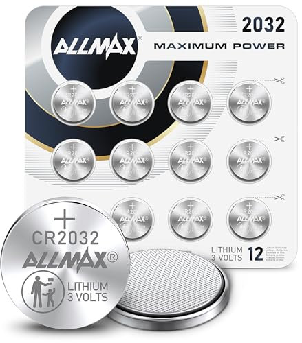 Allmax CR2032 Lithium Coin Batteries (12 Count) – Longest Lasting, Leakproof Design, 10-Year Shelf Life, Maximum Performance, Perfect for Key Fobs (3V)