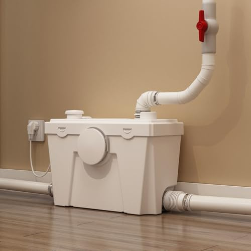 Macerator Pump for Upflush System, Efficient Copper Wire Motor Grinder with 4 Water Inlets for Household/Residential Basement Toilet, Sink, Shower, Laundry Waste Water Disposal, 23ft Head Lifting