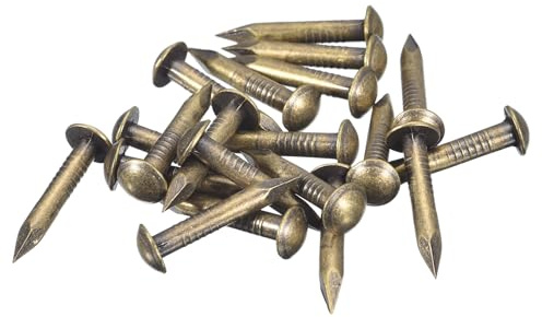 uxcell 15Pcs Small Tiny Nails 2.8x20mm(DxL) Tiny Brass Nails Hardware Round Head Brass Nail for Wooden DIY Projects Decorative Boxes Household, Bronze Tone