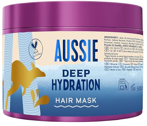 Aussie Hidratación Profunda Mascarilla 500ml. Rehidrata, Nutre y Acondiciona el Pelo Seco
