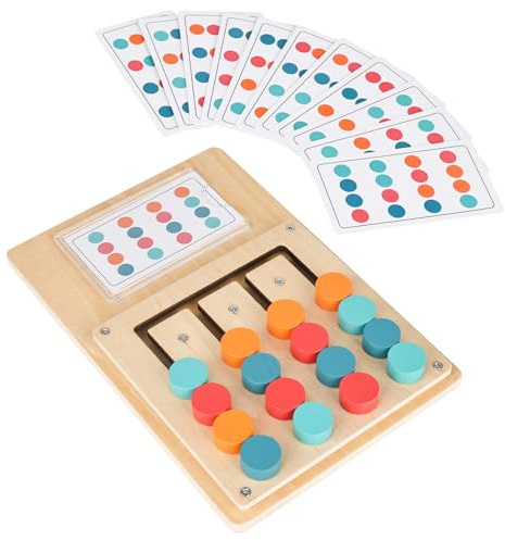 YHNDECO Giochi per malati di demenza, attività di demenza per anziani, dai 3 anni in su, giocattoli Montessori, giochi di demenza in legno con 12 carte, colori puzzle scorrevoli in legno, anziani