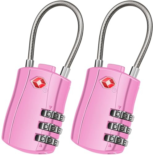 Diyife TSA Schloss mit Zahlencode, [2 Stück] Zahlenschloss 3 Stellig, TSA Kofferschloss, Vorhängeschloss mit Zahlencode für Koffer, Gepäcktasche, Tasche Waffenkoffer, Spind, Reisekoffer - Rosa