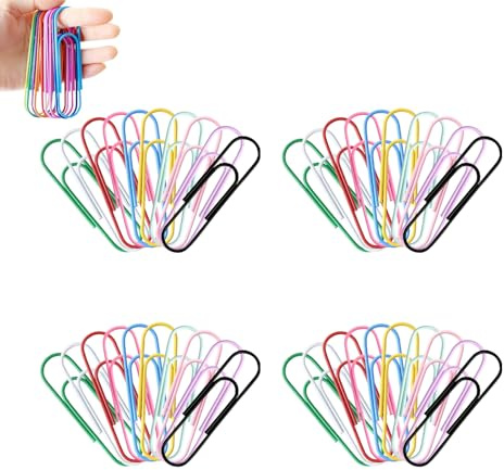Clip de Papel Extra Grande Recubierto de Vinilo, 40 Piezas en Colores Variados, Clips Multicolor Jumbo para Archivos Grandes, Suministros de Oficina (100 mm)