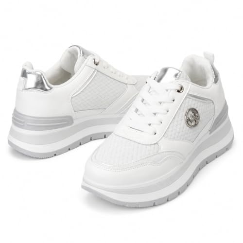 CLEIKS Sneakers Platform Eleganti Donna Design Moderno con Strass Traspiranti e Comode per Lavoro e Tempo Libero (Bianco, 40EU, WSC260167-2)