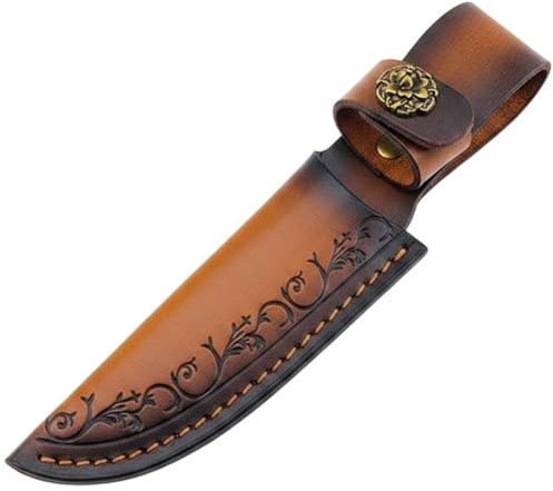 Dinntty Läderfodral för kniv, rak knivhölster, vertikala knivblad, bältesögla, knivväska.
