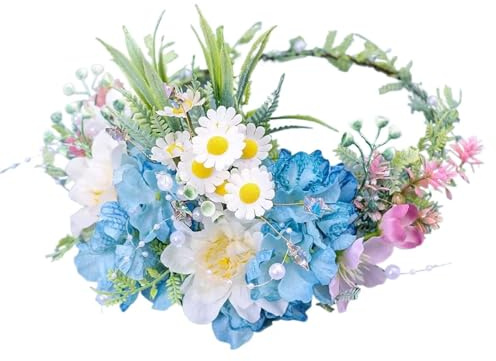 Hårband med konstgjord blomsterkrans Konstgjord blommig krona brudhårbåge for kvinnors födelsedagsfest Fotografi rekvisita(Color5)