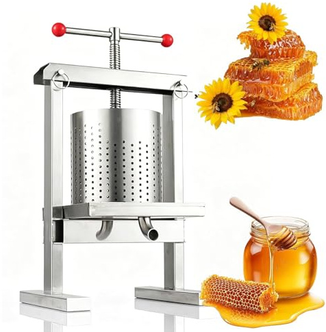 Rostfritt stål honungspress extraktor – manuell bikakepress för bivax, 20 mm utlopp – perfekt för honung, vin, juiceframställning och oljeextraktion
