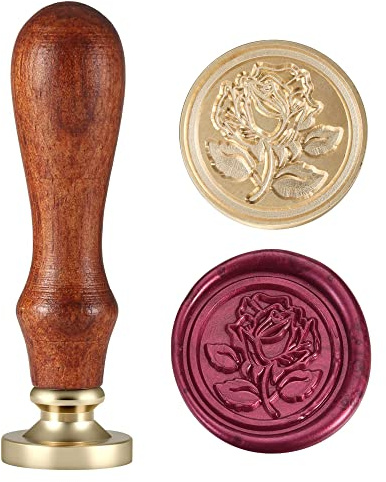 Yoption Romance Rose Wax Seal Stamp, Decorating on Wedding Invitations Envelope Letter Wine Packages Valentine Card Seals (The Rose #3)