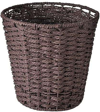 Zuvo Runder Papierkorb aus Geflochtenem Weidenkorb | Stilvoller & Leichter Mülleimer Büro, Bad & Zuhause | Handgefertigt, Atmungsaktiv & Stabil | Braun, 25 cm