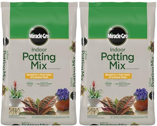 Miracle-Gro Indoor Potting Mix, Blended for a Variety of Houseplants, Feeds for up to 6 Months, 16 qt., 2-Pack