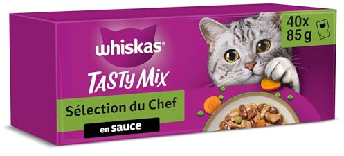 WHISKAS TASTY MIX Aliment humide Sauce Chat adulte 40x85g Sélection du chef