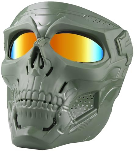 Airsoft Skull Full Face Protective Mask, Dual Mode Wear Design for Airsoft Paintball Outdoor Sport CS Game Adjustable Strap