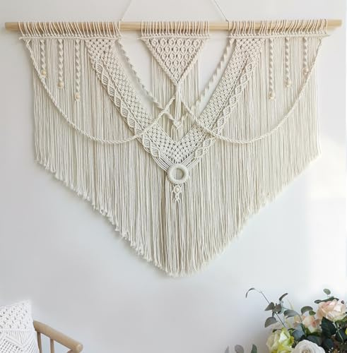 Achart Triangle Macrame Wall Hanging - Boho Wall Art - Large Wall Decor for Bedroom