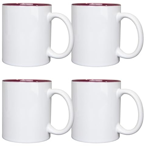 SHATCHI 4 st vita dubbla färger sublimeringsmuggar 325 ml - sublimeringskoppar belagd kopp värmepress tryck te kaffemuggar anpassa present
