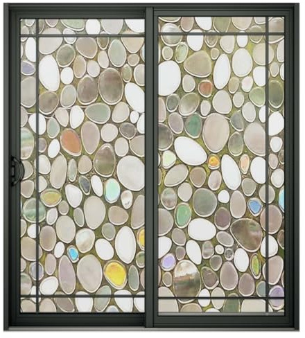 Lámina tintada para ventanas, efecto arcoíris, 100 x 450 cm, anti rayos UV, estática, esmerilada, para ventanas de cristal, sin pegamento, ideal para cocina y baño, privacidad, diseño de guijarros