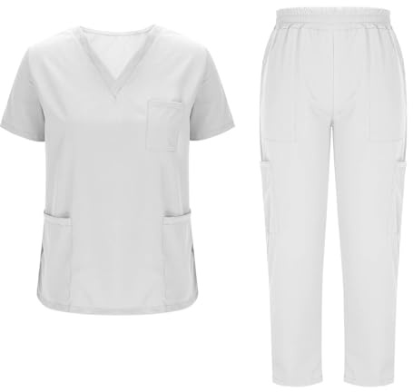 Uniforme Médical Femme 2 Pièces Ensemble de Vêtements Ventes Flash Haut et Pantalon + Blouse Medicale Femmes Soldes d'été Coupe Souple Et Confortable Tenue Aide Soignante Professionnelle