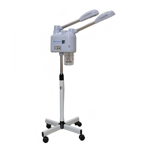 Sanqiao Vaporizador facial profesional, 2 en 1 máquina de doble pulverización caliente y fría, altura ajustable para el hogar y spa de belleza, blanco