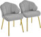 Yaheetech Fauteuil de Salon Moderne, Design Coquillage, Chaise de Chambre à Coucher Confortable, Rembourré, Ergonomique, Fauteuil en Velours avec Dossier, Pieds en Métal Plaqué Or Gris Clair/2