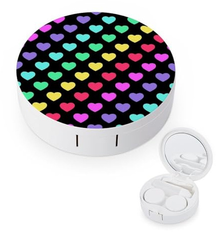 fkgvwo Contact Lens Container Color Love Travel Contact Lens Box with Mirror Tweezers Solution Bottle