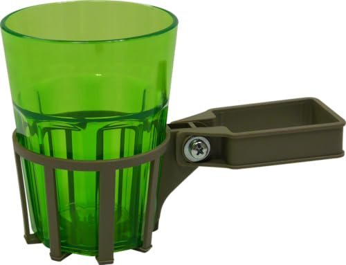 Angerer Freizeitmöbel GmbH Hollywood Swing Drink Holder with Cup - Suitable for Many Hollywood Swings with Square Tube - Cup Holder Made in Germany (Champagne, Green Cup)