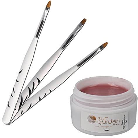 Sun Garden Nails UV Gel Cover di ricostruzione 30ml + set di pennelli da 3 pezzi