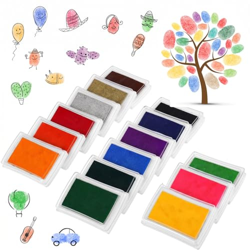 Kesote 15Packs Ink Pad for Stamping, Washable Fingerprint Ink Pads