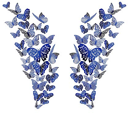 Allazone 96 Pz 3D Mariposas Pegatinas de Pared Mariposas 3D Mariposas Decorativas Decoraciones de Mariposas para Habitación Inicio Aula Oficinas Decoración de dormitorio, Azul Verdoso