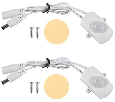 2 x DC 5–24 V Mini PIR Motion Sensor Switch Sensor Switch für Heimwerker LED Beleuchtung, PIR Infrarot Bewegungsmelder Sensor-Detektor Automatische LED Strip DC-Schnittstelle (Weiß)