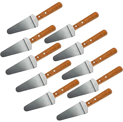 10 Packs Pizza Server Spatula Pie Servers Spatula With Wooden Handle Shovel Stainless Suitable For And Easy to Grip Pizza Spatula Pie Knife Cake Servers
