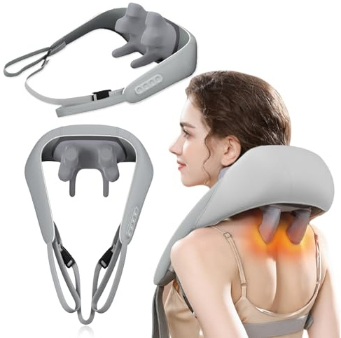Masajeador de cuello, espalda, hombros y cuello con calor, masajeador 5D recargable para cuello, espalda, hombros y piernas