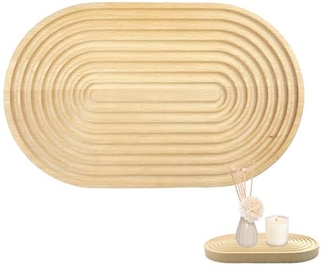 Zfseyuh Plateau Bois Ovale Planches de Service en Bois Petit Plateaux Decoratif Plateau Salle de Bain Ovale en Bois Planche a Pain pour Dessert, Rangement Décoratif 26 cm