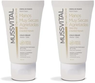 Mussvital Dermactive Crema de Manos Muy Secas Agrieteadas, 50 ml, 24 Horas de protección (Paquete de 2)