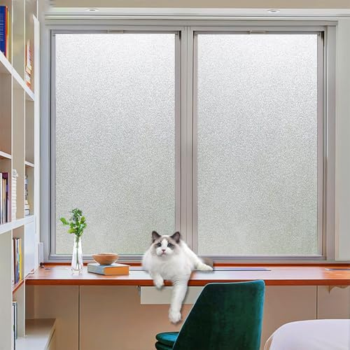 Pellicola per Finestre Privacy 35 x 200 cm, Statica Protezione Traslucida Privacy, Rimovibile Riutilizzabile, Anti Uv, Pellicola per Finestre Vetri Pellicola, per Casa Cucina, Opaco puro