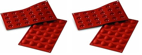 silikomart | SF006 Moule en silicone pour Monoportions SEMISFERA, anti-adhérent, 24 cavités, Lot de 2 Moule à gâteau, ø 30 h 15 mm, Made in Italy