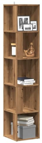 Gecheer Eckregal Artisan-Eiche 33x33x165 cm Holzwerkstoff Standregal Bücherregal Wandregal Regal Eckschrank Deko Wohnzimmer Schlafzimmer Büro