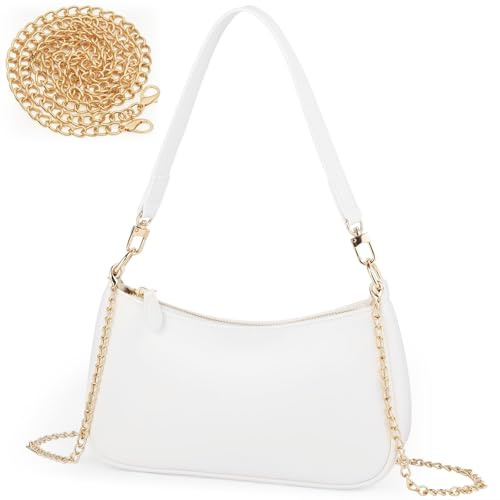 Aucuu Sac Porté épaule pour Femme, Sacs à Main à Bandoulière éclair Tendance avec Chaîne Amovible, Sac à Main Décontracté Léger pour Datation, Shopping, Fête, Voyages, Travail, 2 Façons de Porter
