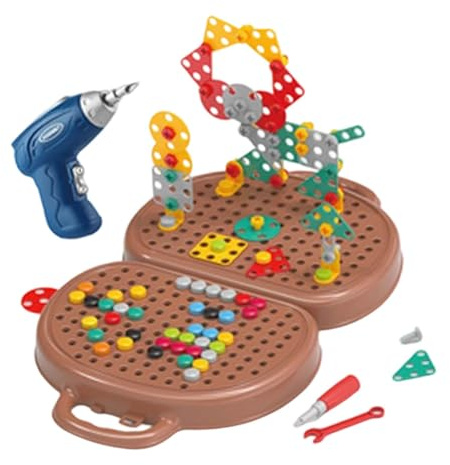 KiBcsLic Caja de Herramientas Kit de Ingeniería Rompecabezas de Montaje Juego de Herramientas Bloques de Construcción con Maletín Portátil Adecuado para Reunio, Oso