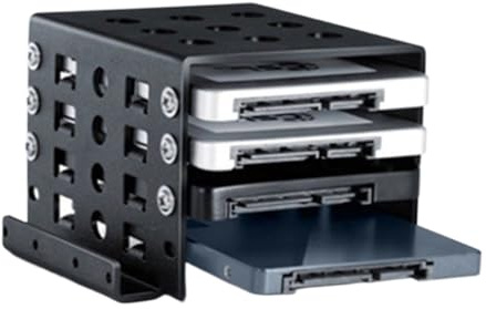 Marco de Montaje para Disco Duro de 2,5 a 3,5 Pulgadas - Soporte S.S.D para Caja de PC | Jaula Apilable para Discos Duros | Adaptador de Aluminio Robusto para y S.S.D, Amortiguador, con Tornillos